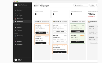 Orders live queue (kanban)