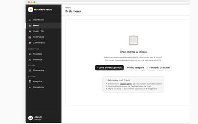 Empty: brak menu