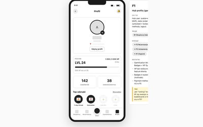 Hub profilu (gamification MVP)