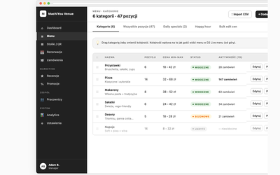 Categories list (Menu > Kategorie)