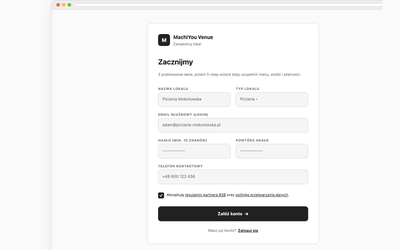 Signup venue (start onboarding)